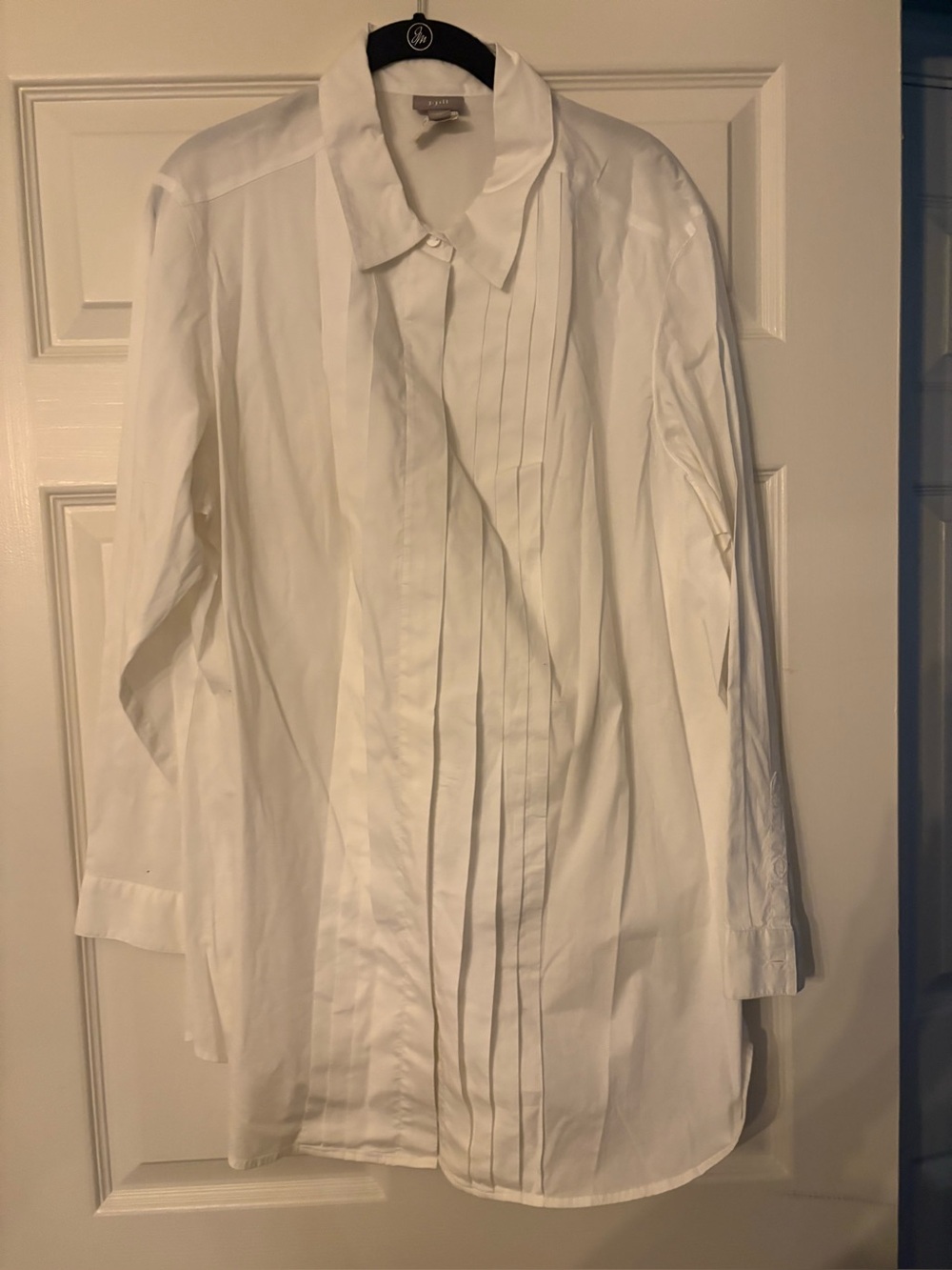 J. Jill Women’s Button Down Shirt Pleated Tunic Length Cotton Blend 1X